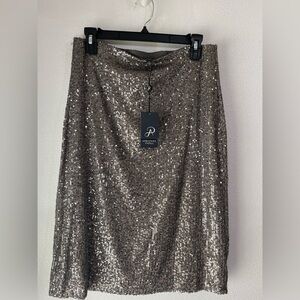 Adrianna Papell size S NWT sequence, gray charcoal skirt formal cocktail